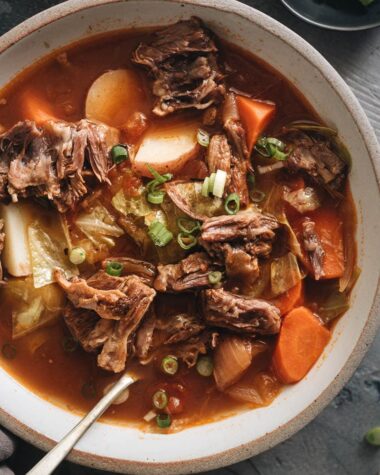 Instant Pot oxtail soup close up