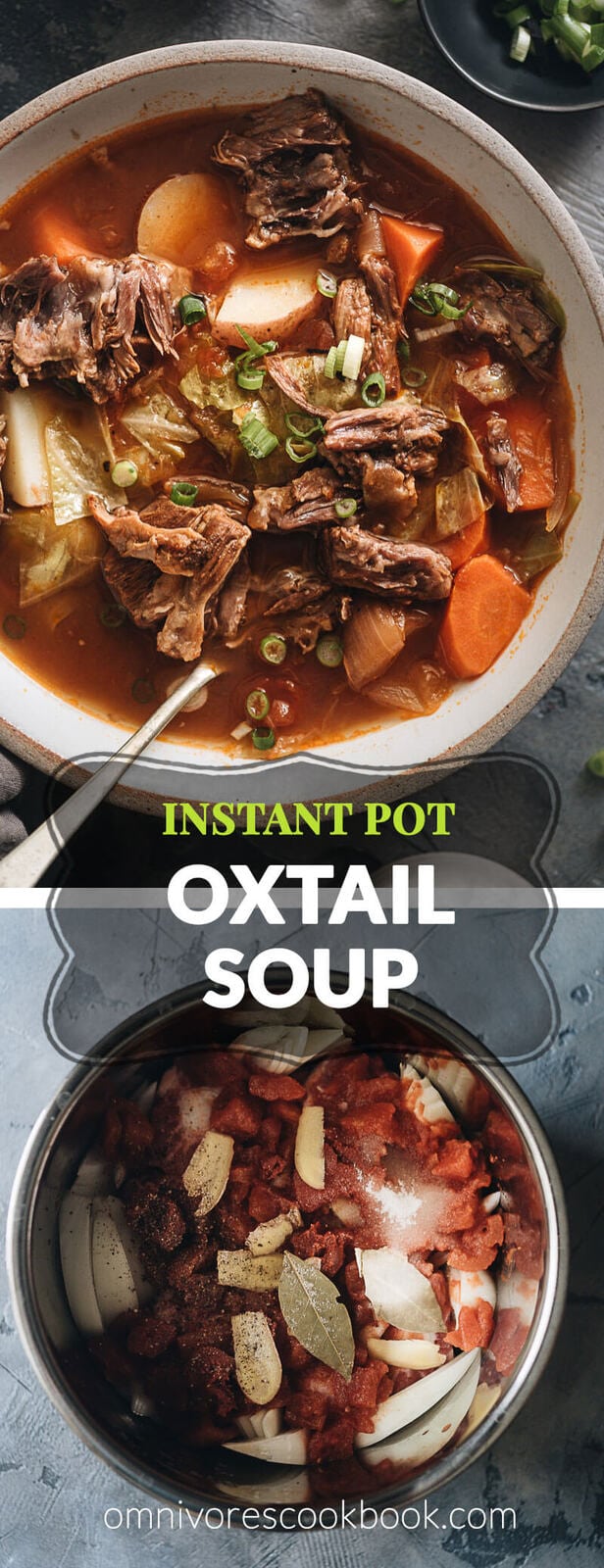 A simplified version based on my original oxtail soup recipe so you can use minimal prep and time to cook everything in one pot. No searing or par-boiling required. The oxtails will turn out soft like butter and the soup rich and hearty. Both Instant Pot and stovetop pressure cooker methods are included. {Gluten-Free}