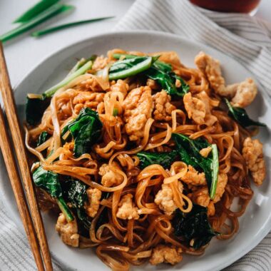 Fried noodles close-up