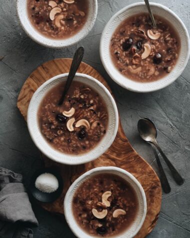 Eight treasure congee served in bowls