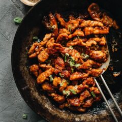 Sweet and Sour Pork (糖醋里脊) | Introducing the authentic Chinese sweet and sour pork made with lightly battered pork, pan-fried until crispy, juicy, and tender, then tossed in a fragrant sticky sauce with a perfectly balanced sweet and sour taste. It’s super easy to make and tastes way better than takeout! {Gluten-free Adaptable}