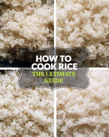 How to Cook Rice - The Ultimate Guide | In this guide, you will find detailed information on how to cook short grain, medium grain, long grain, and jasmine rice in a rice cooker, on the stove top, or in an Instant Pot. I also included the rice-water ratios and a cooking time chart, plus notes on how to adjust the texture of white rice, storage, and more!