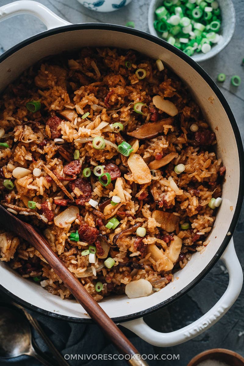 Sticky rice stuffing close-up