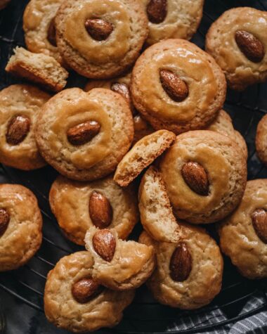 Chinese almond cookies showing texture
