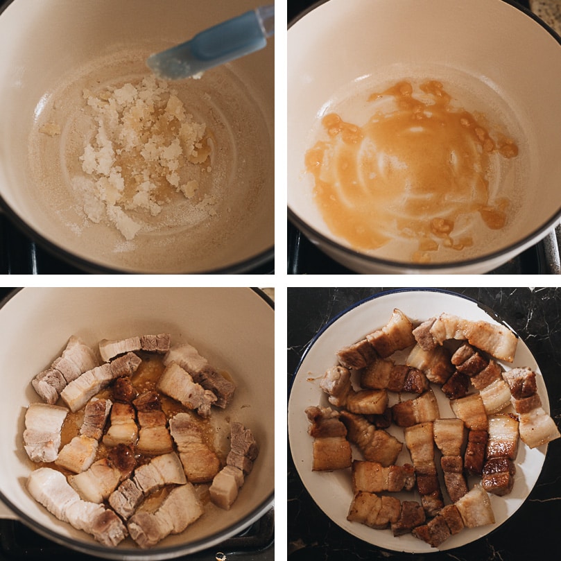 Hong Shao Rou | A Chinese classic. The tender, juicy pork is coated in a glossy sauce that is sticky, savory, sweet, and full of fragrance. It’s a perfect meal-prep dish to cook on a weekend and enjoy throughout the week. How to make hong shao rou cooking step-by-step