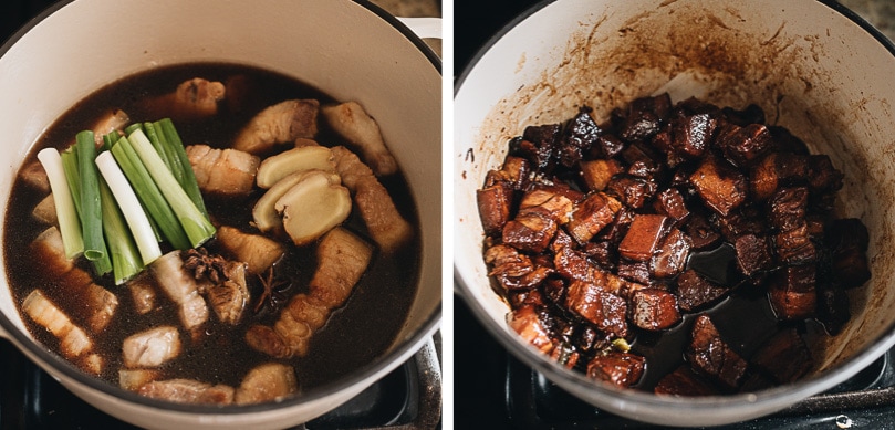 Hong Shao Rou | A Chinese classic. The tender, juicy pork is coated in a glossy sauce that is sticky, savory, sweet, and full of fragrance. It’s a perfect meal-prep dish to cook on a weekend and enjoy throughout the week. How to braise pork belly step-by-step