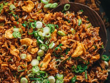 Soy sauce fried rice close-up