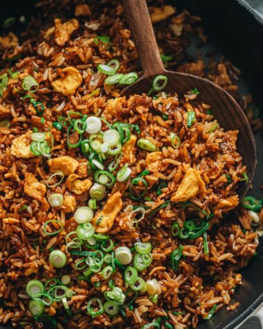 Soy sauce fried rice close-up