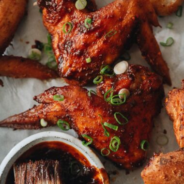 Chinese style hot wings close-up