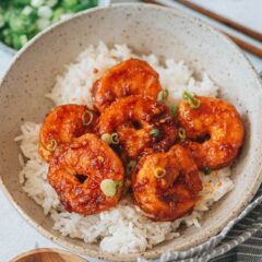 Spicy, garlicky, and sweet all at once, these crispy chili garlic shrimp will be your new favorite takeout dish at home in your own kitchen!