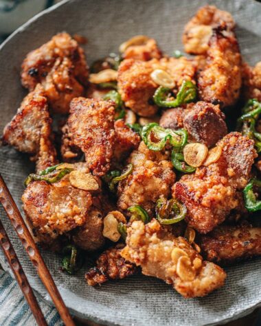 Salt and pepper pork close-up