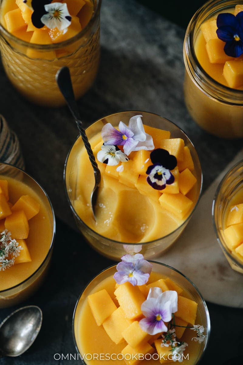 Half eaten mango pudding
