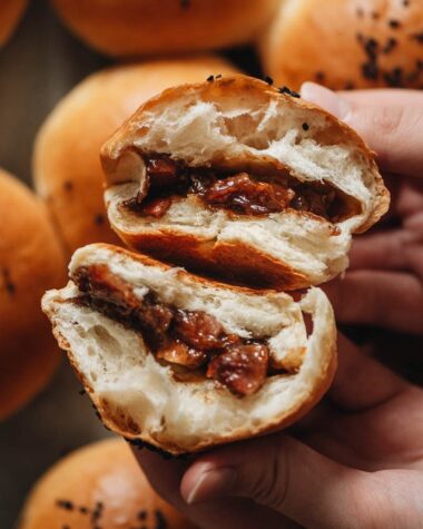 Baked BBQ pork buns with milk bread texture
