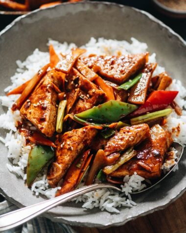 Homestyle tofu over rice