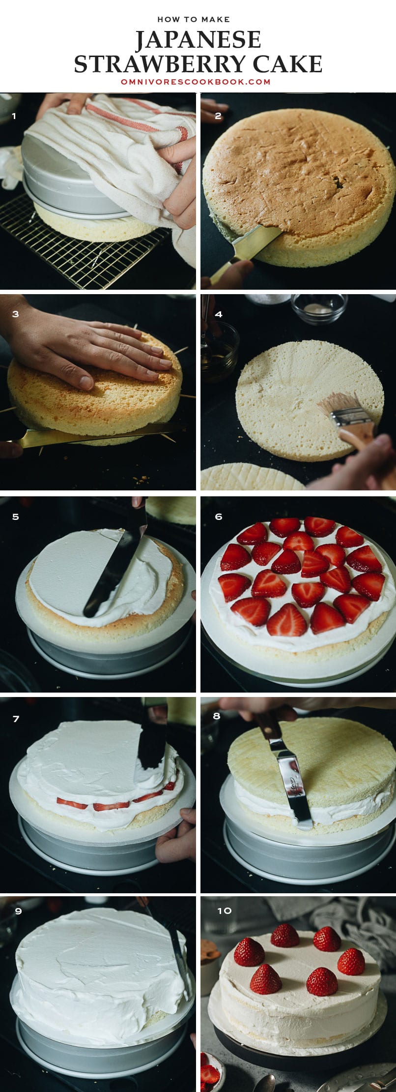 How to assemble the Japanese strawberry cake