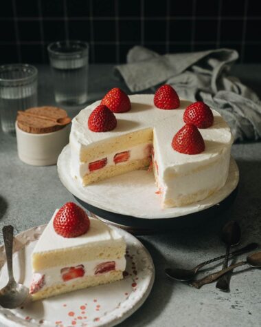 Creamy fluffy Asian style strawberry cake