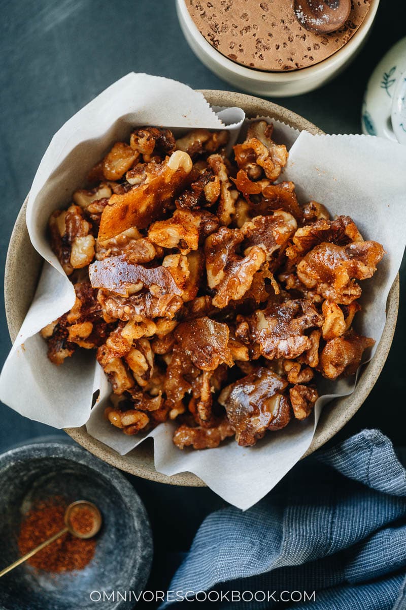 Homemade crystalized walnuts