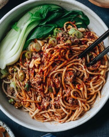 Vegan meat topping for vegan dan dan noodles