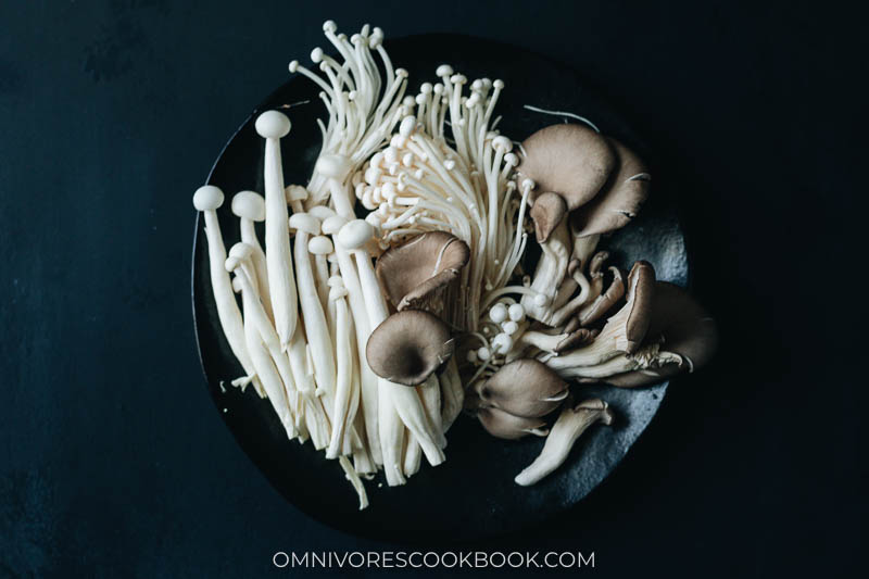 Assorted mushrooms on a plate