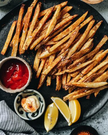 Air fryer fries close up