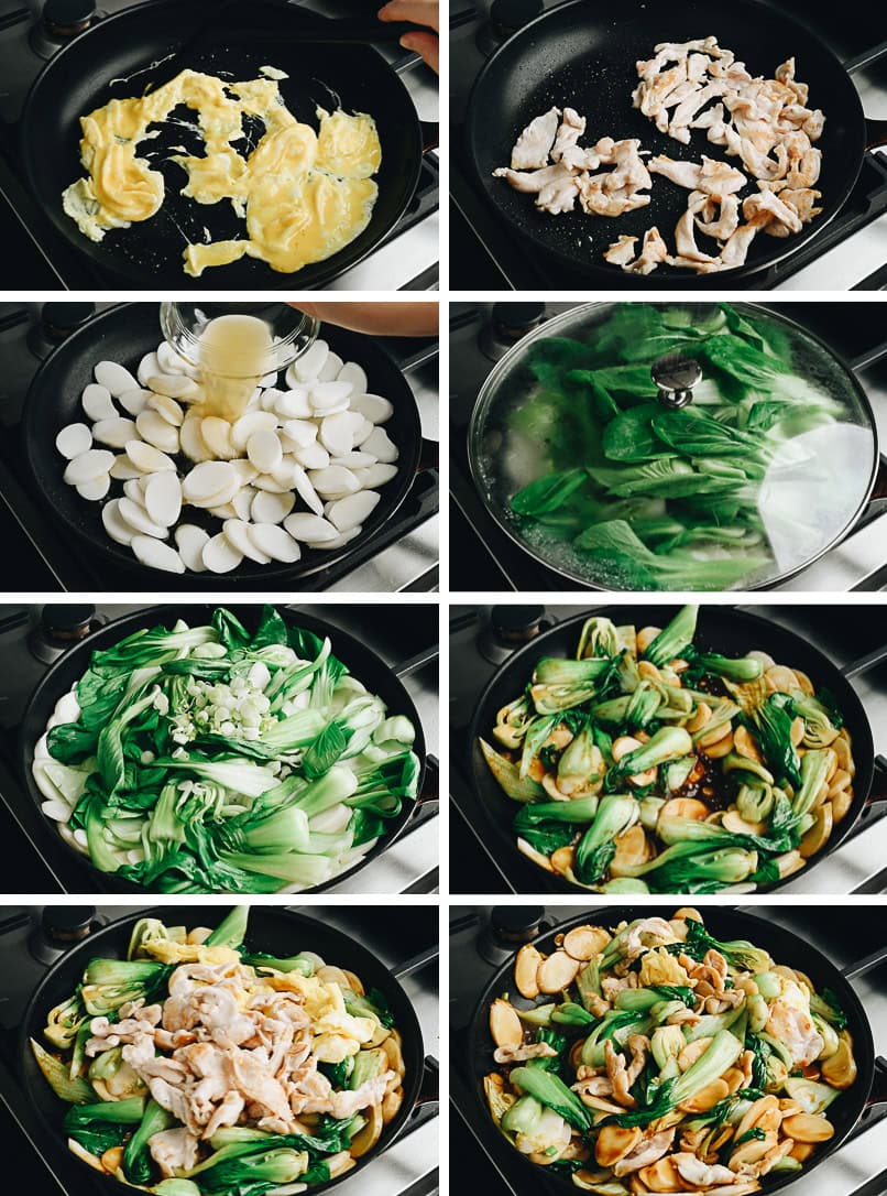 Making rice cake stir fry step-by-step