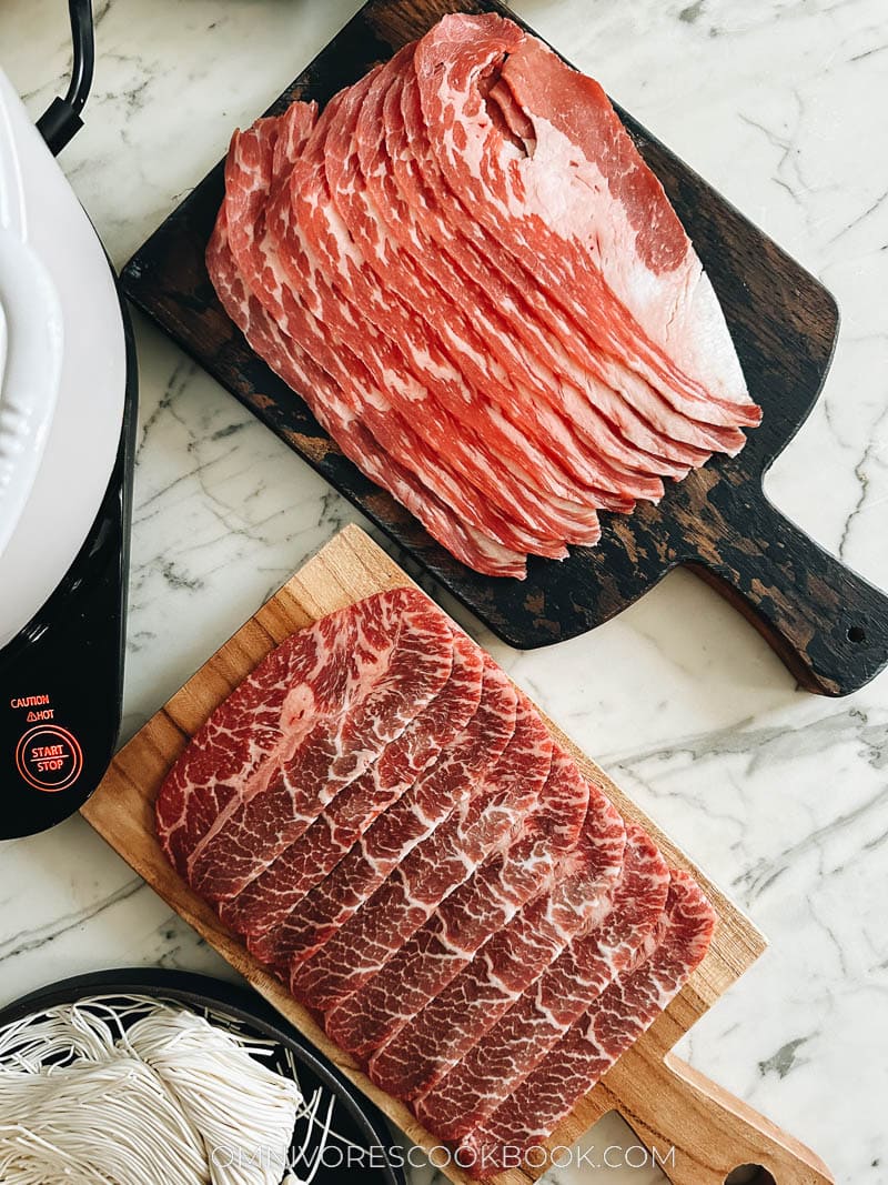 Sliced beef and lamb for hot pot