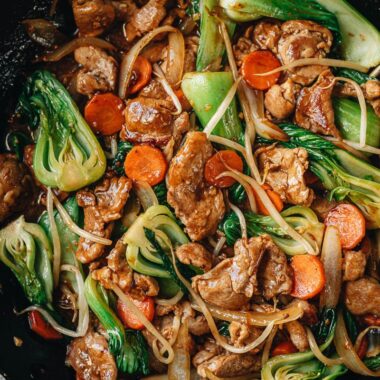 Pork chop suey close up