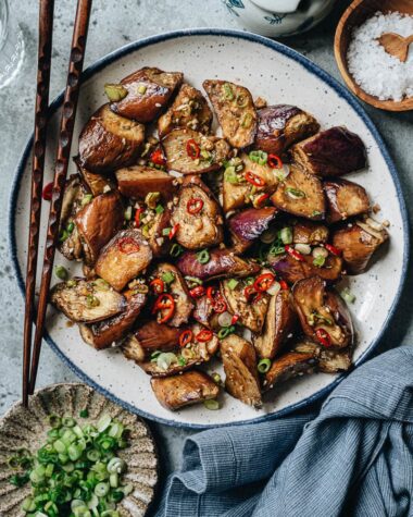 Air fryer Chinese eggplant with garlic sauce