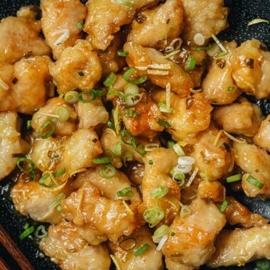 Chinese lemon chicken close up