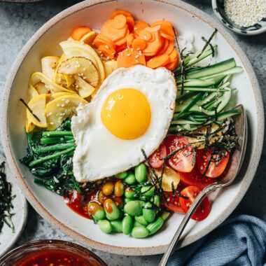 Colorful vegetable Korean rice bowl