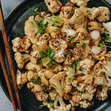 Air fryer cauliflower close up