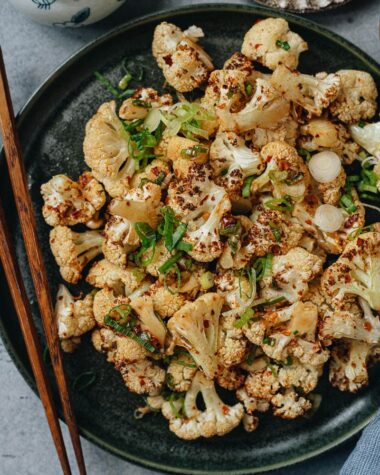 Air fryer cauliflower close up