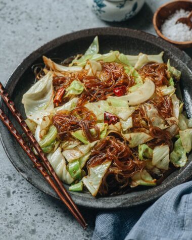 Cabbage glass noodle stir fry
