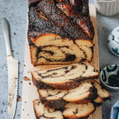 Black sesame babka close-up