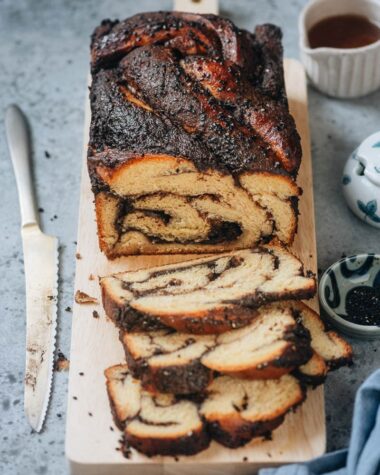 Black sesame babka close-up