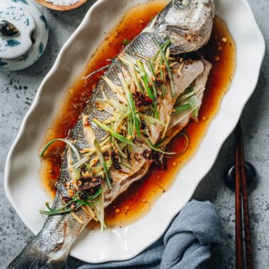 Qing Zheng Yu served on a plate