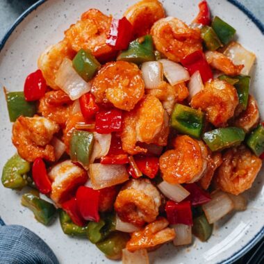Sweet and sour shrimp close up