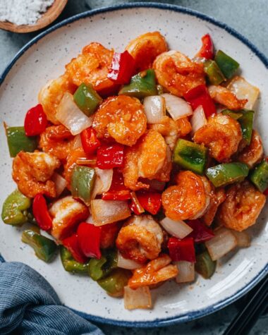 Sweet and sour shrimp close up