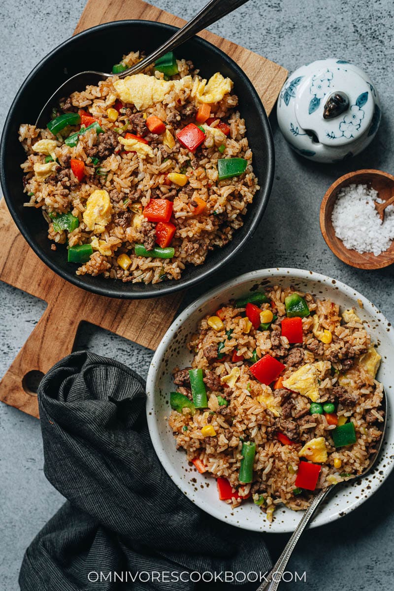 Niu Rou Chao Fan in bowls
