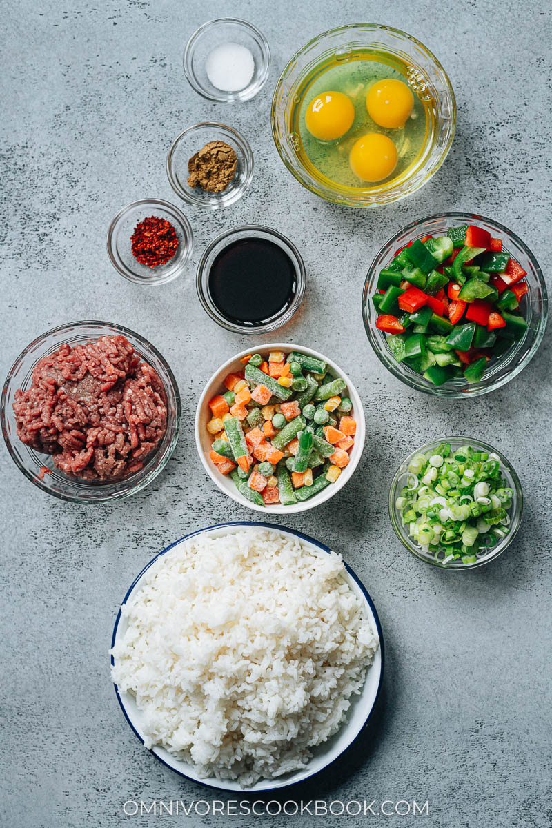 Beef fried rice ingredients