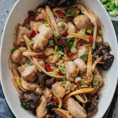 Chinese steamed chicken close up