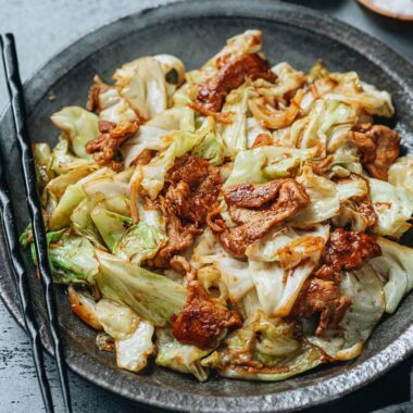 Homestyle pork and cabbage stir fry