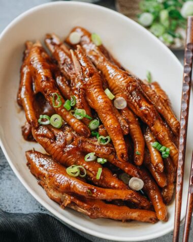 Braised chicken feet in a plate