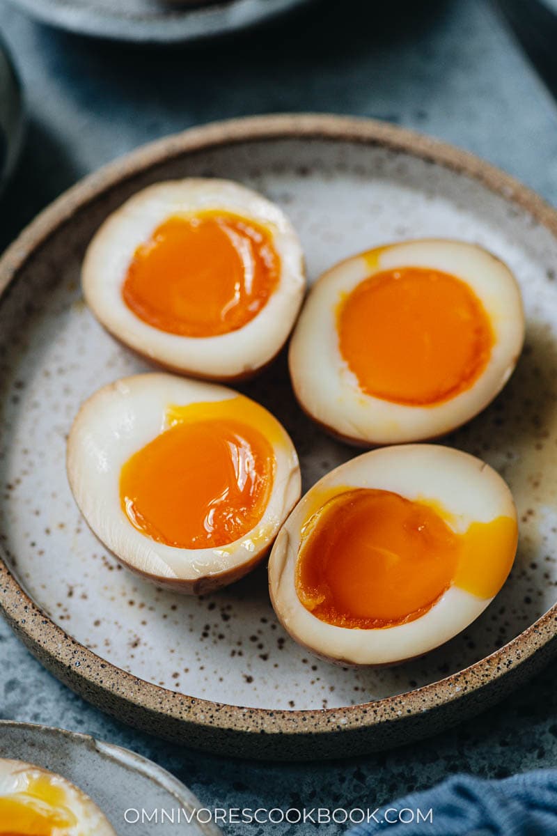 Ramen eggs close up