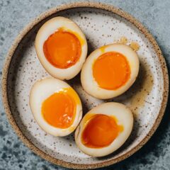 Discover the secrets to making perfectly marinated eggs with minimal effort. Use this simple recipe to make delicious and flavorful eggs that elevate your noodles and rice bowl. {Gluten-Free Adatable, Vegetarian}