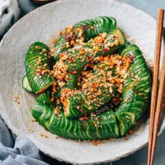 This simple recipe for a spicy cucumber salad is perfect for a quick and easy side dish. With just a few ingredients, you can whip up a tasty and refreshing salad with crunchy cucumbers in a rich savory dressing that will add some heat to any meal. {Vegan, Gluten-Free Adaptable}