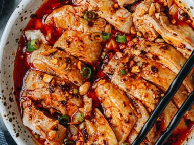 Homemade saliva chicken close up