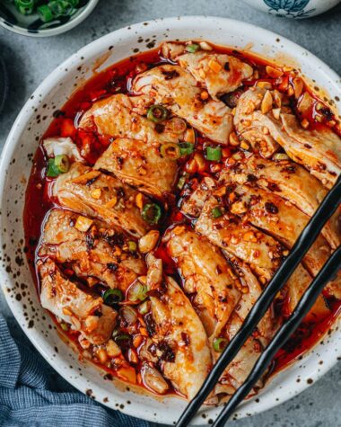 Homemade saliva chicken close up