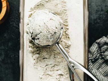 Homemade black sesame ice cream