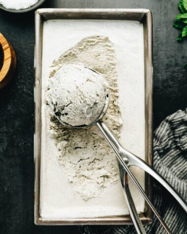 Homemade black sesame ice cream